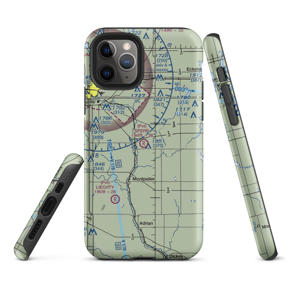 Sperr Airport (ND55) VFR Sectional  Tough iPhone Case iPhone 11 Pro model shown