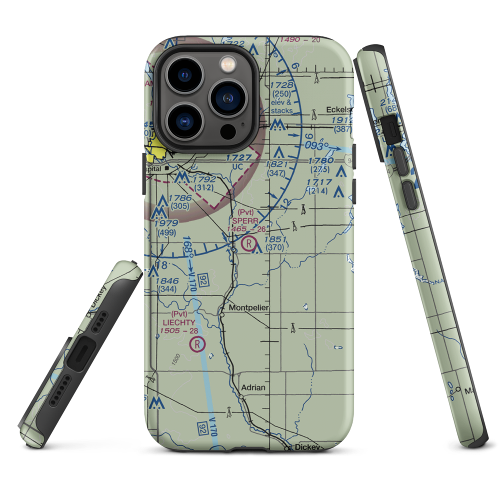 Sperr Airport (ND55) VFR Sectional  Tough iPhone Case iPhone 13 Pro Max model shown