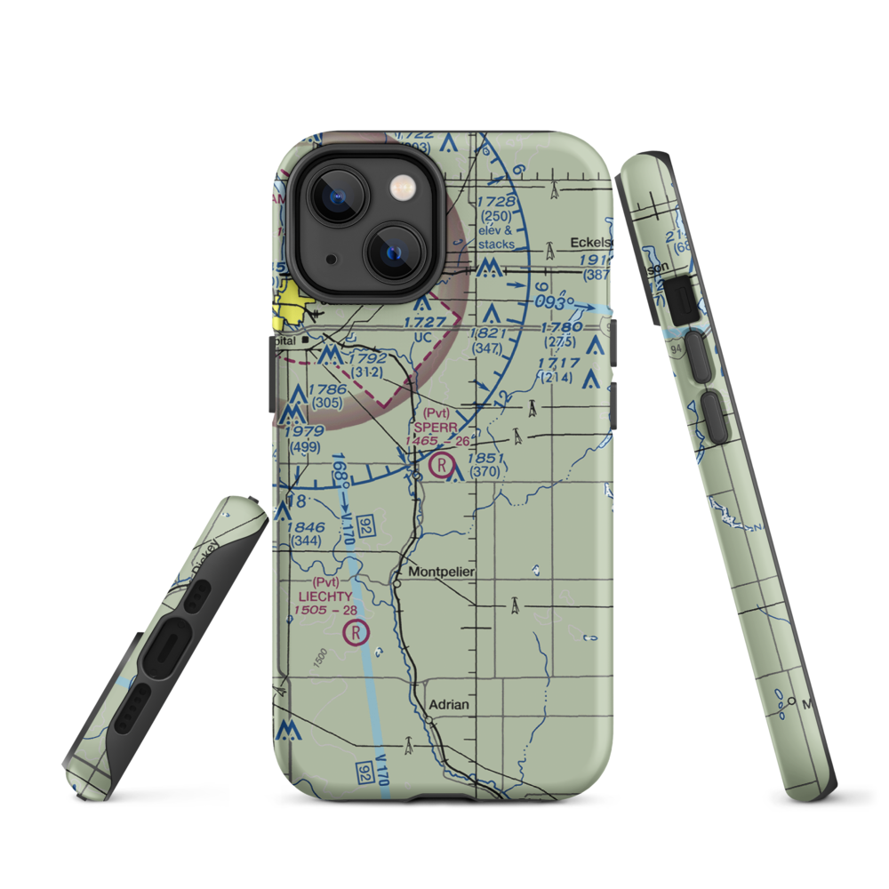 Sperr Airport (ND55) VFR Sectional  Tough iPhone Case iPhone 14 model shown