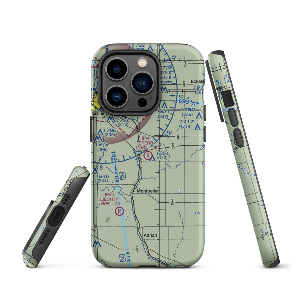 Sperr Airport (ND55) VFR Sectional  Tough iPhone Case iPhone 14 Pro model shown