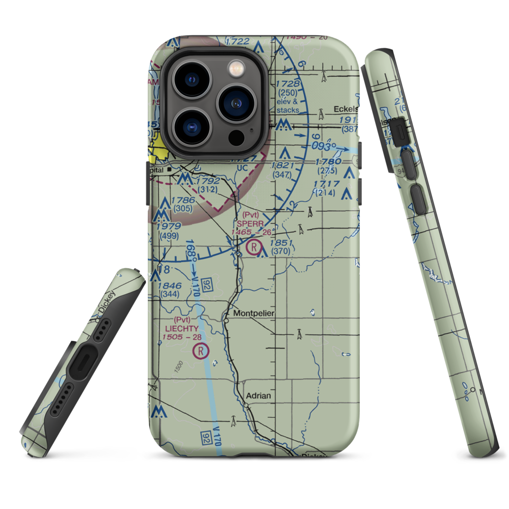 Sperr Airport (ND55) VFR Sectional  Tough iPhone Case iPhone 14 Pro Max model shown