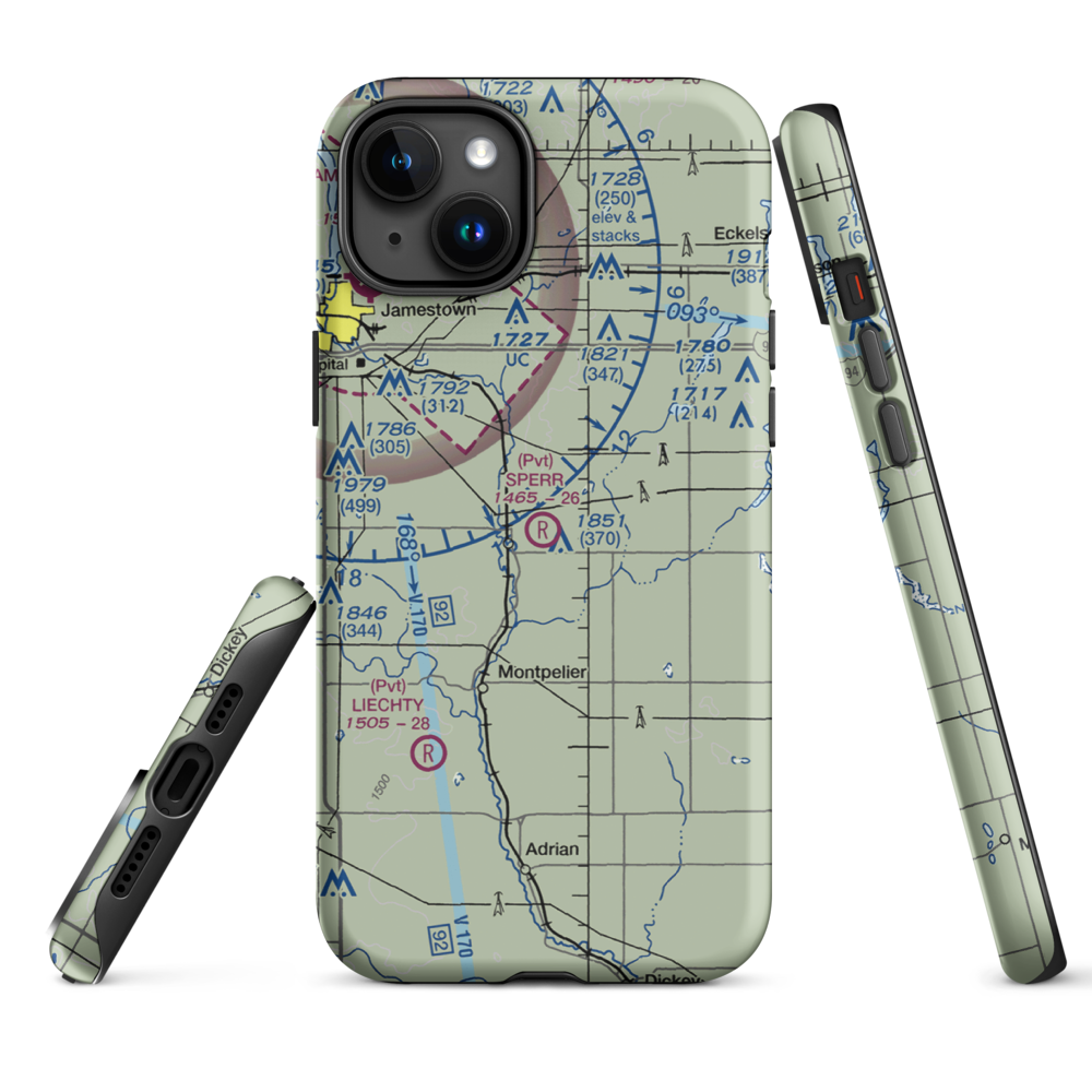Sperr Airport (ND55) VFR Sectional  Tough iPhone Case iPhone 15 Plus model shown
