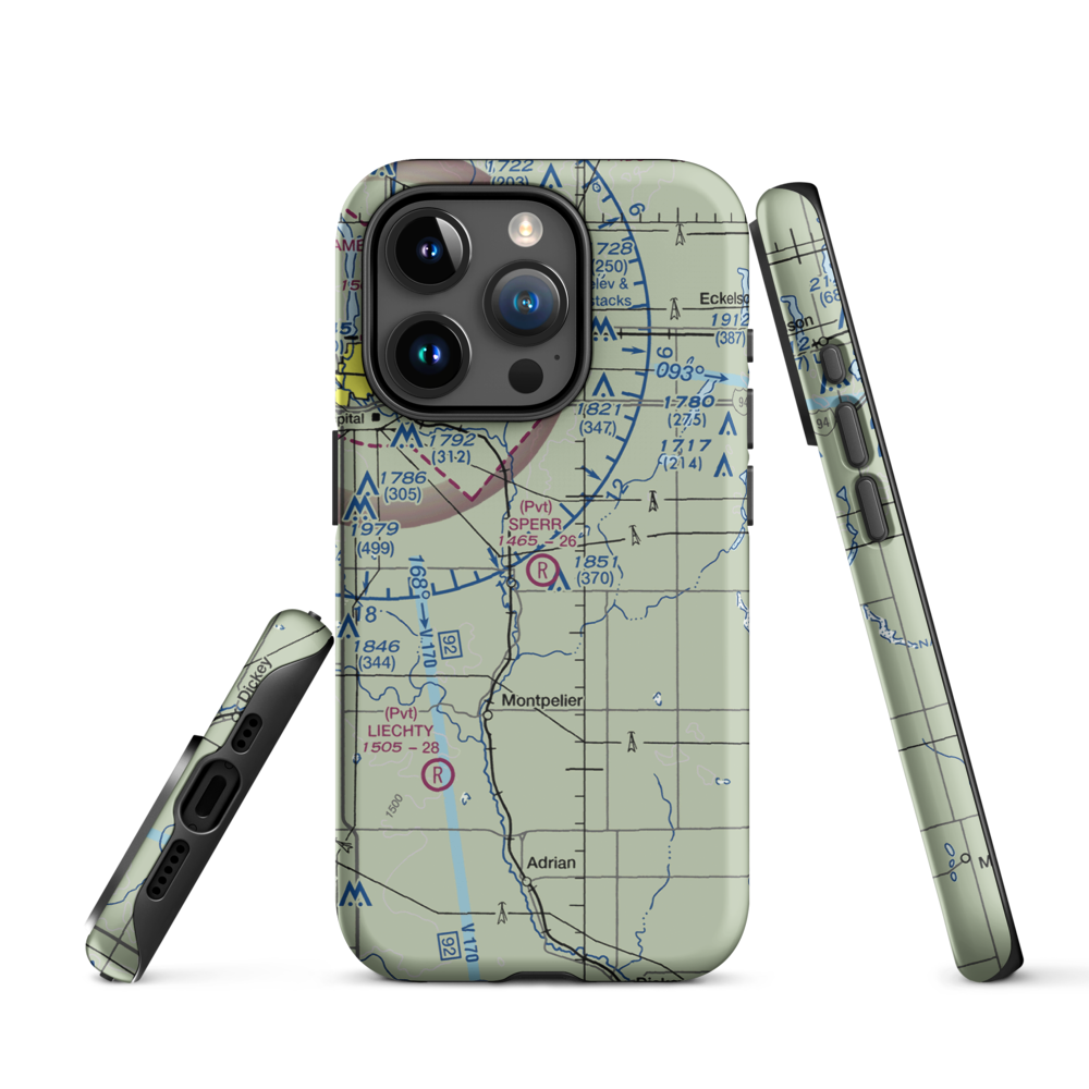 Sperr Airport (ND55) VFR Sectional  Tough iPhone Case iPhone 15 Pro model shown