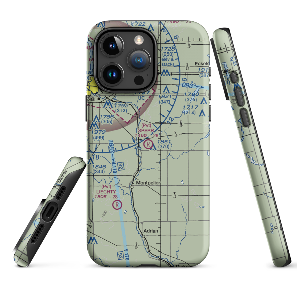 Sperr Airport (ND55) VFR Sectional  Tough iPhone Case iPhone 15 Pro Max model shown