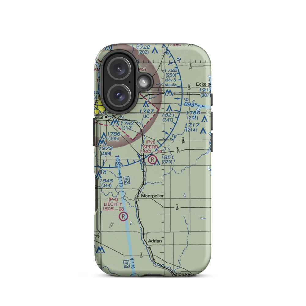Sperr Airport (ND55) VFR Sectional  Tough iPhone Case iPhone 16 model shown