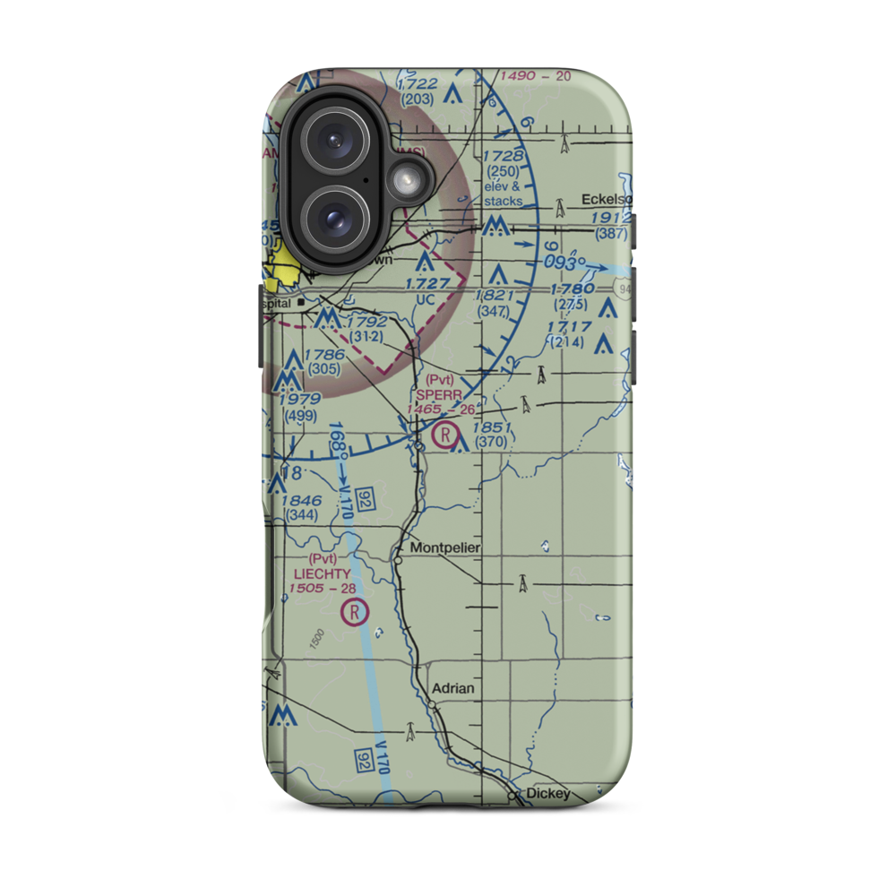 Sperr Airport (ND55) VFR Sectional  Tough iPhone Case iPhone 16 Plus model shown