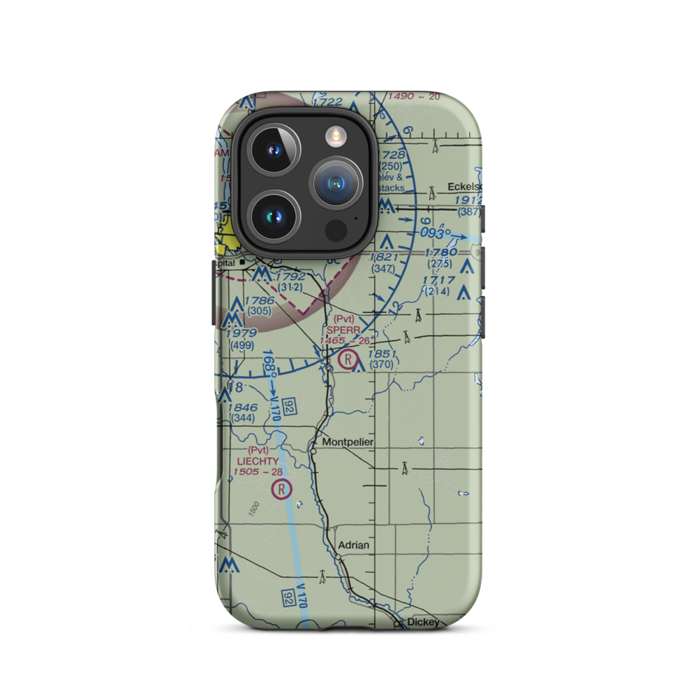 Sperr Airport (ND55) VFR Sectional  Tough iPhone Case iPhone 16 Pro model shown
