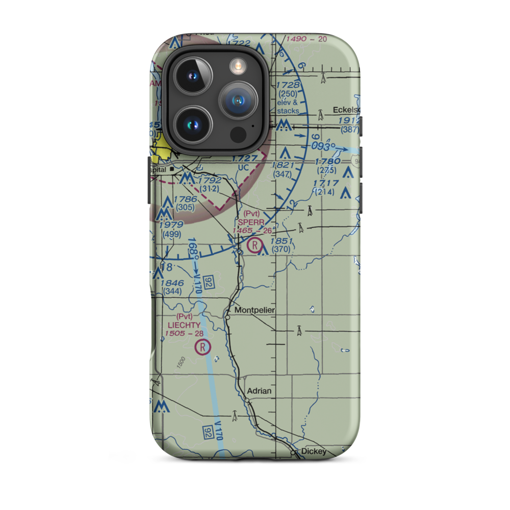 Sperr Airport (ND55) VFR Sectional  Tough iPhone Case iPhone 16 Pro Max model shown