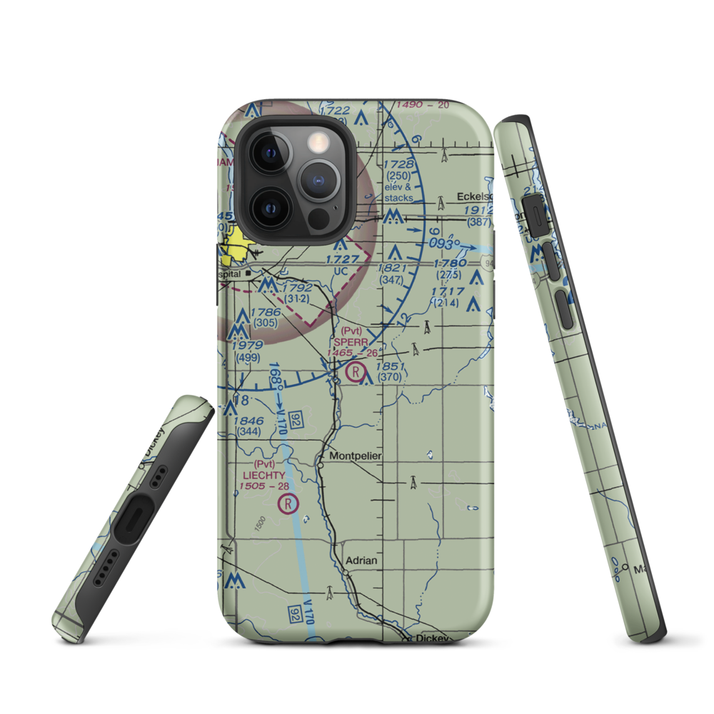 Sperr Airport (ND55) VFR Sectional  Tough iPhone Case iPhone 12 Pro model shown