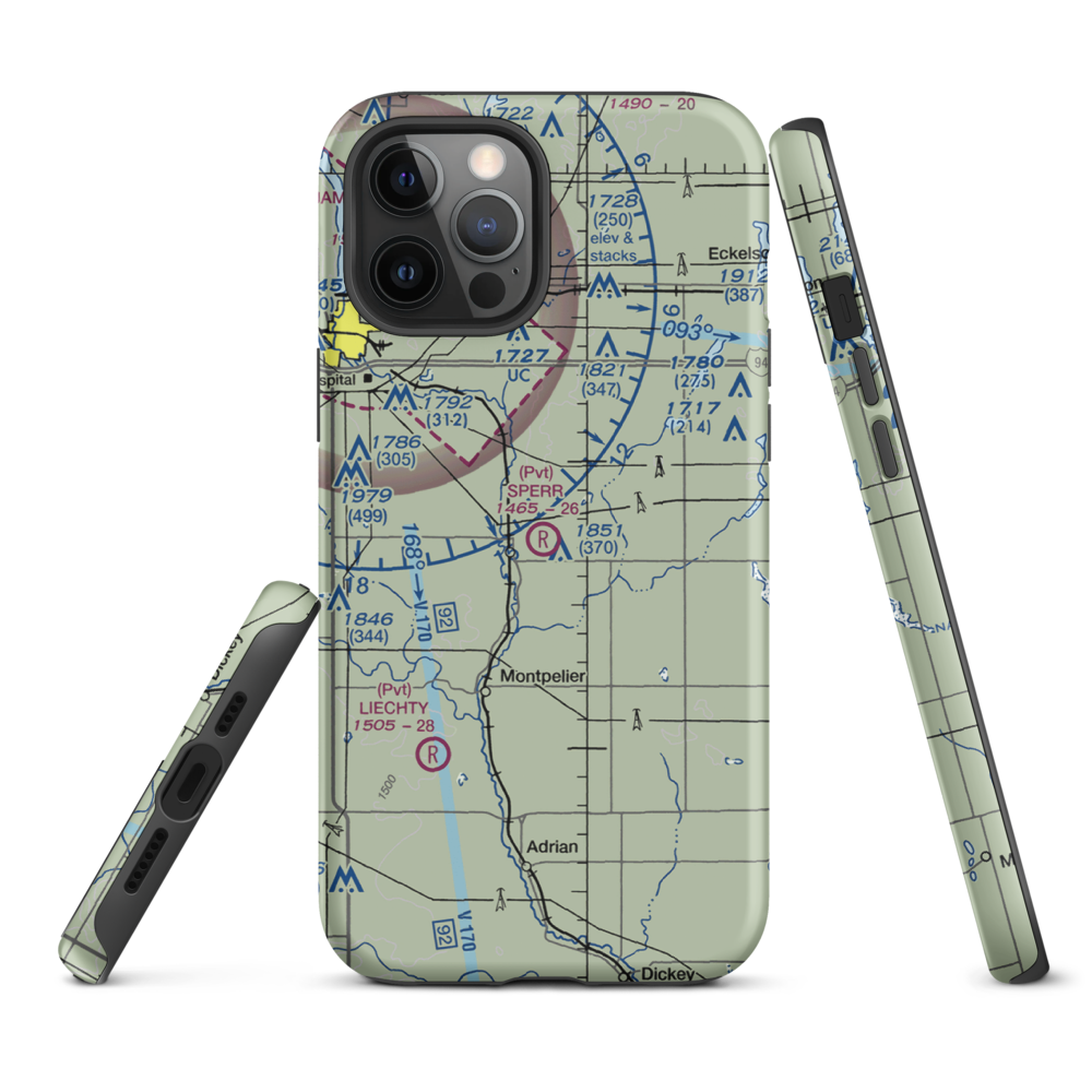 Sperr Airport (ND55) VFR Sectional  Tough iPhone Case iPhone 12 Pro Max model shown
