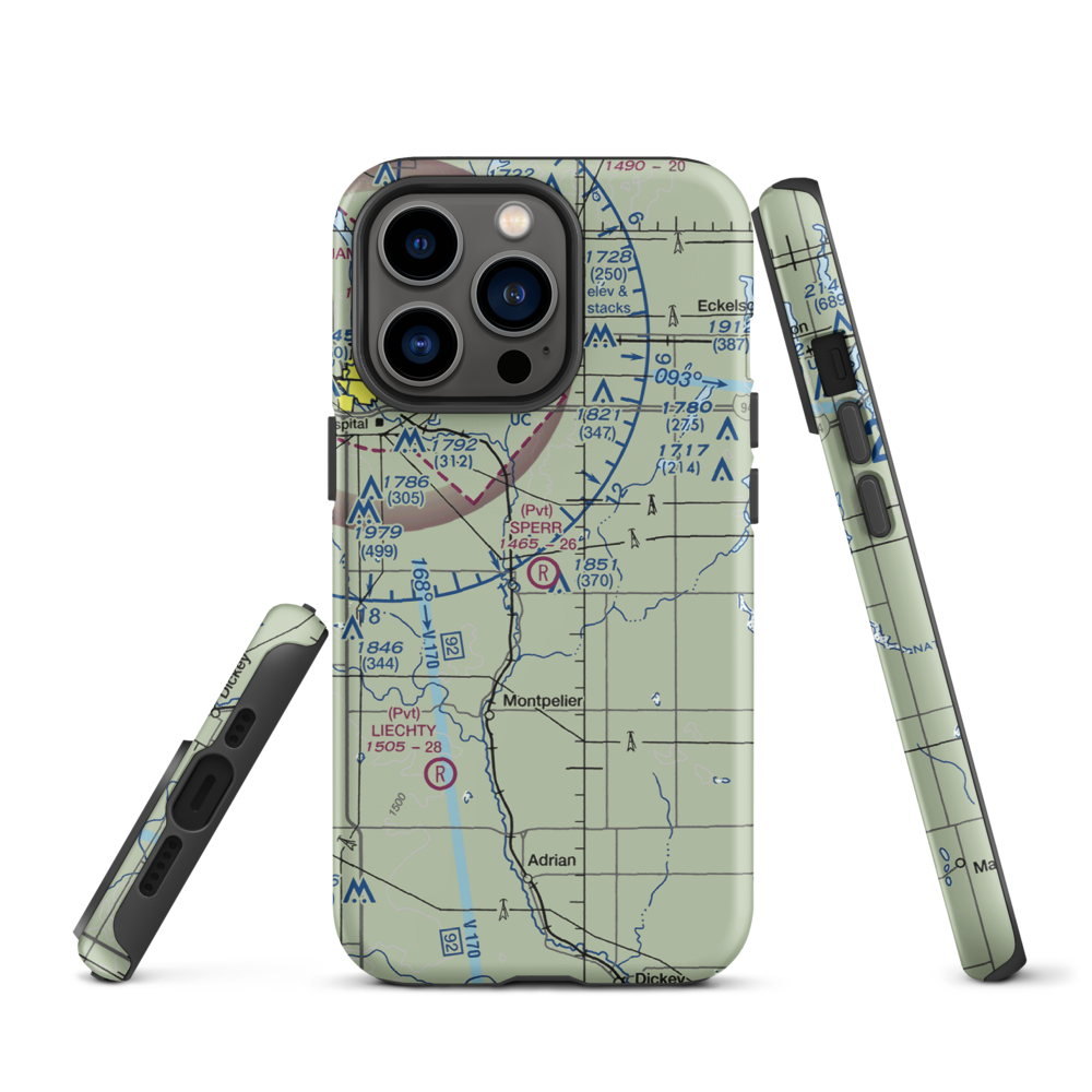 Sperr Airport (ND55) VFR Sectional  Tough iPhone Case iPhone 13 Pro model shown