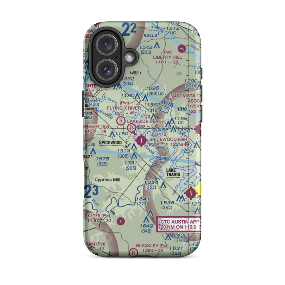 Spicewood Airport (88R) VFR Sectional  Tough iPhone Case iPhone 16 Plus model shown