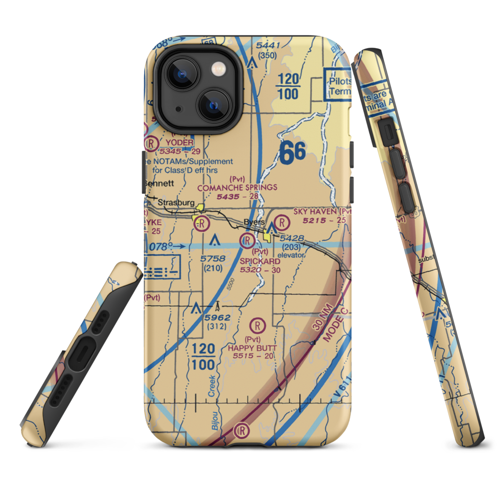Spickard Farm Airport (5CO4) VFR Sectional  Tough iPhone Case iPhone 14 Plus model shown