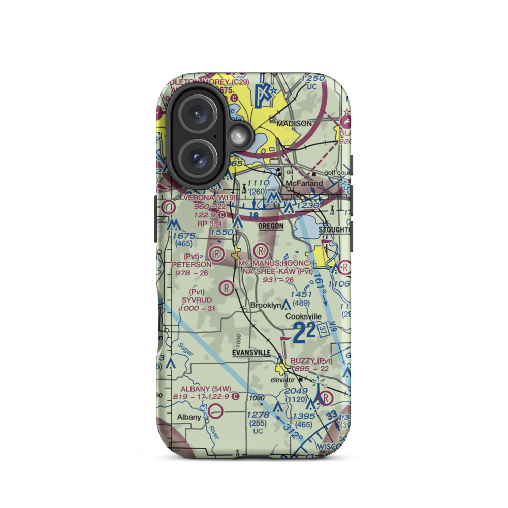 Spiegel Field (WI40) VFR Sectional  Tough iPhone Case iPhone 16 model shown