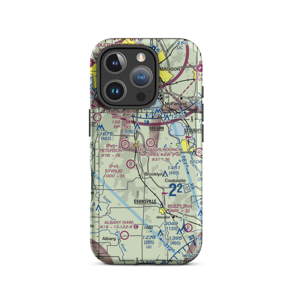 Spiegel Field (WI40) VFR Sectional  Tough iPhone Case iPhone 16 Pro model shown