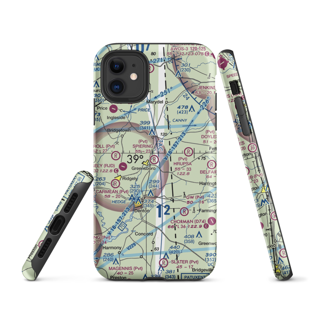 Spiering Airport (8MD4) VFR Sectional  Tough iPhone Case iPhone 11 model shown