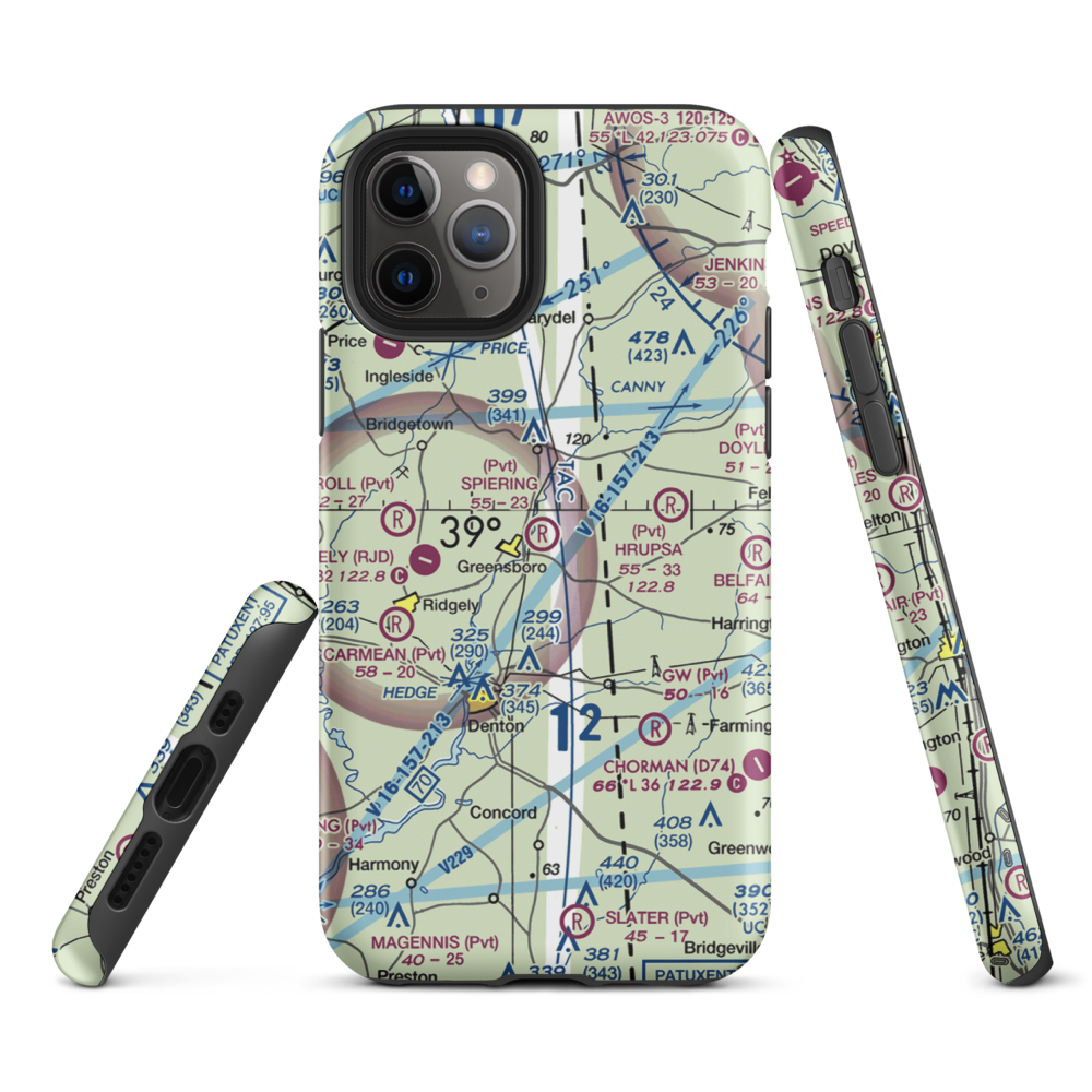 Spiering Airport (8MD4) VFR Sectional  Tough iPhone Case iPhone 11 Pro model shown