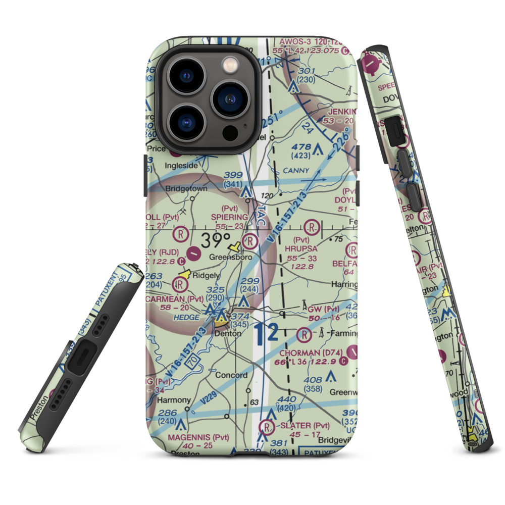 Spiering Airport (8MD4) VFR Sectional  Tough iPhone Case iPhone 13 Pro Max model shown