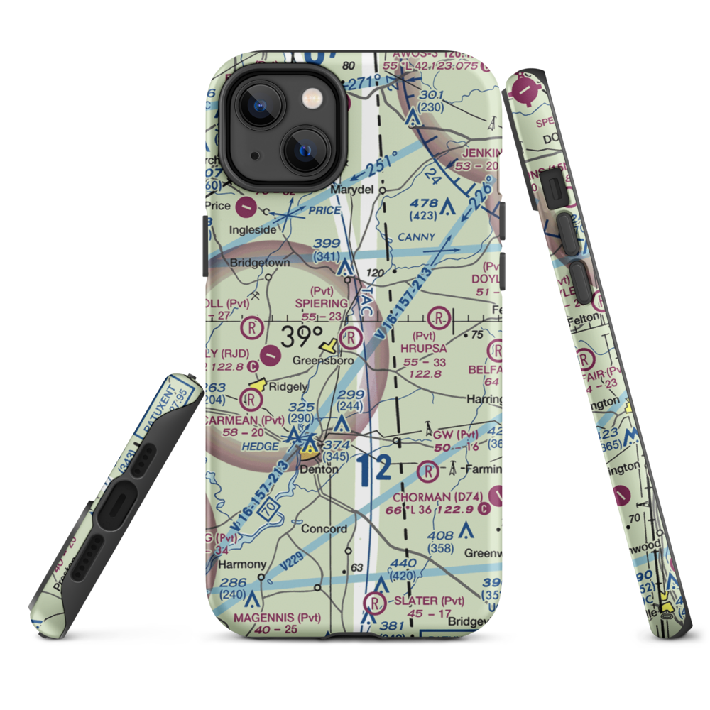 Spiering Airport (8MD4) VFR Sectional  Tough iPhone Case iPhone 14 Plus model shown