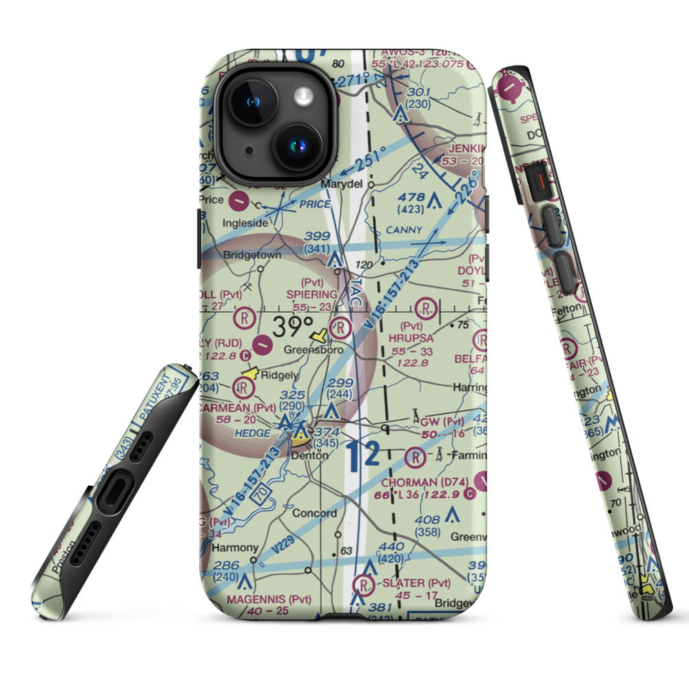 Spiering Airport (8MD4) VFR Sectional  Tough iPhone Case iPhone 15 Plus model shown