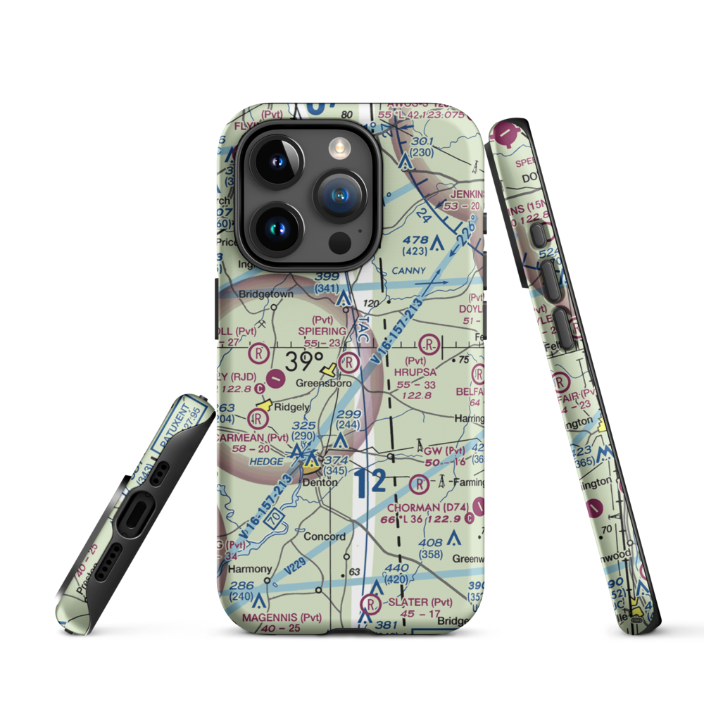 Spiering Airport (8MD4) VFR Sectional  Tough iPhone Case iPhone 15 Pro model shown