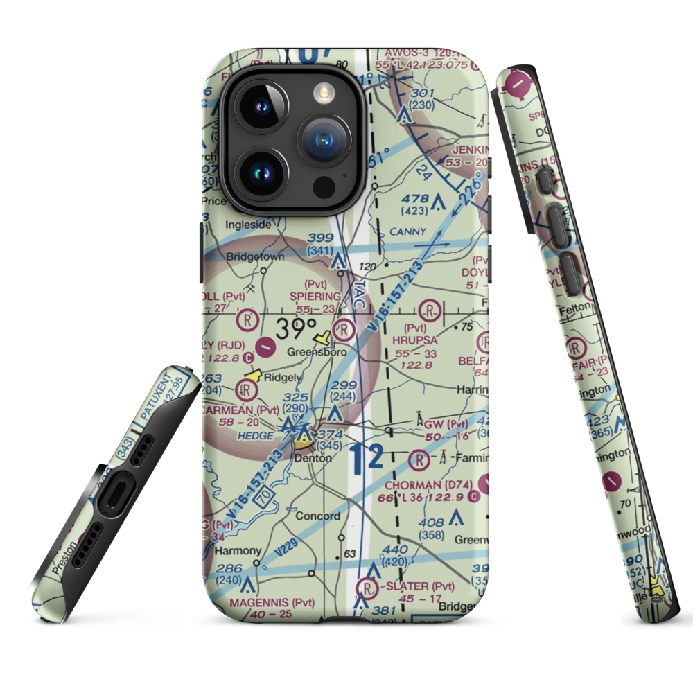 Spiering Airport (8MD4) VFR Sectional  Tough iPhone Case iPhone 15 Pro Max model shown