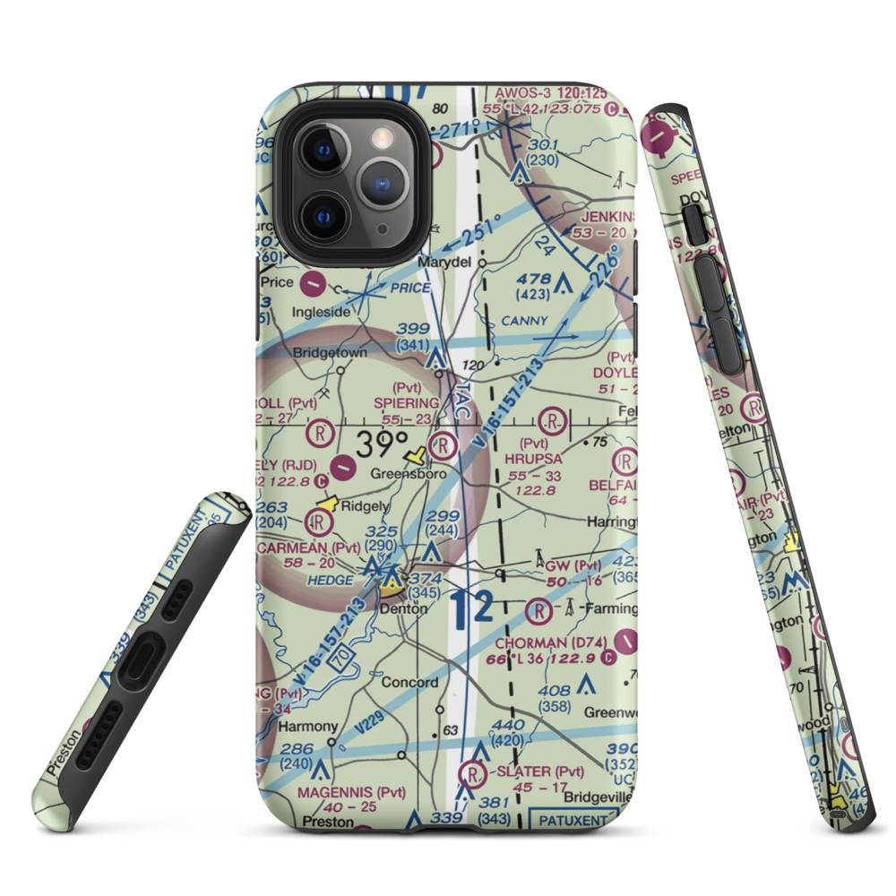 Spiering Airport (8MD4) VFR Sectional  Tough iPhone Case iPhone 11 Pro Max model shown