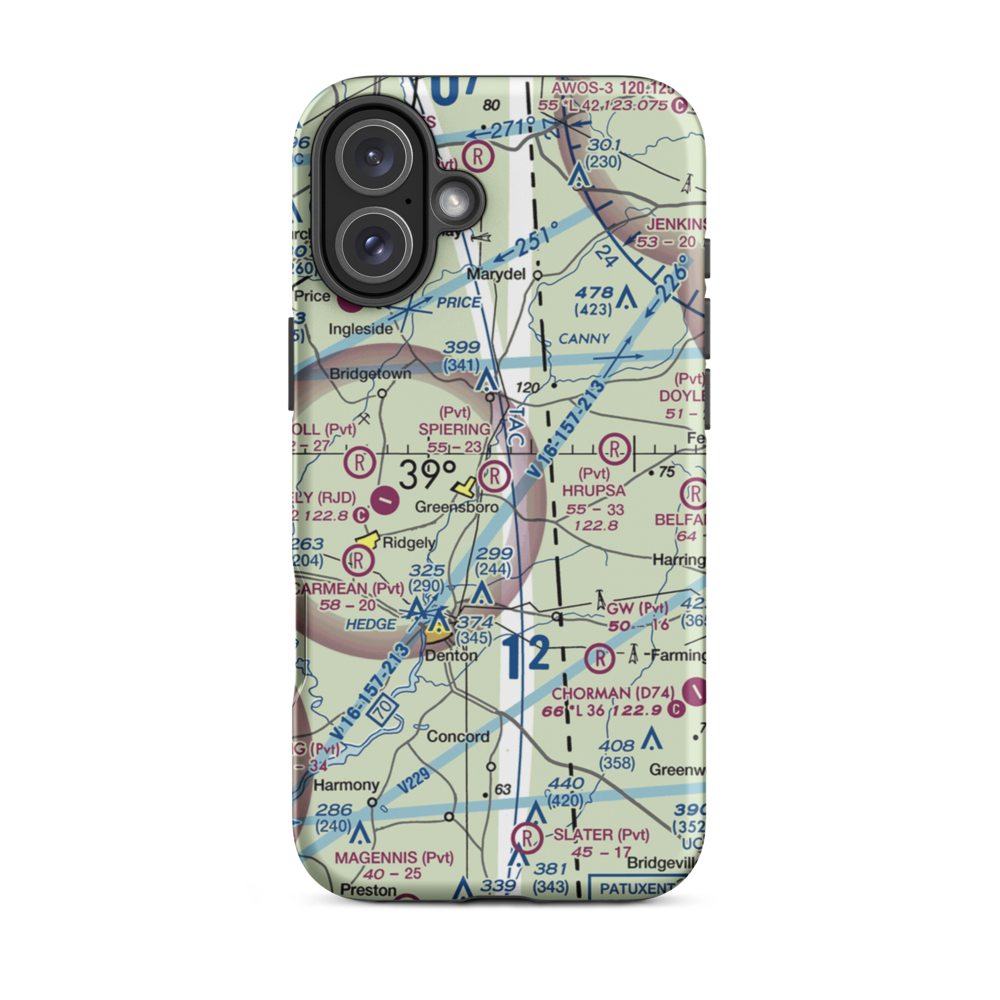 Spiering Airport (8MD4) VFR Sectional  Tough iPhone Case iPhone 16 Plus model shown