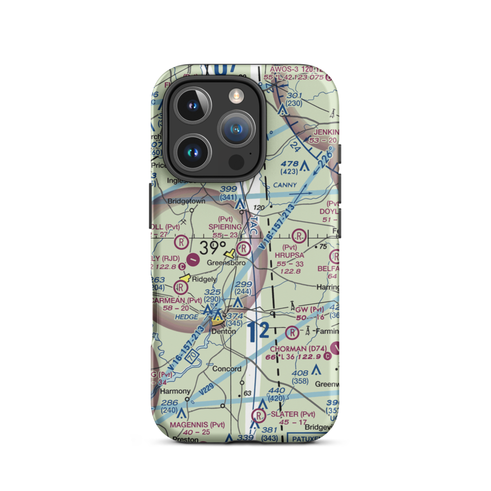 Spiering Airport (8MD4) VFR Sectional  Tough iPhone Case iPhone 16 Pro model shown