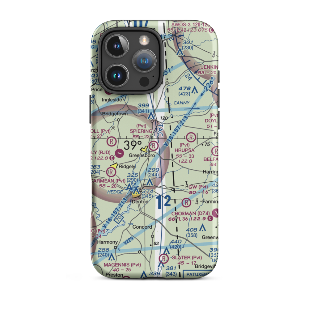 Spiering Airport (8MD4) VFR Sectional  Tough iPhone Case iPhone 16 Pro Max model shown