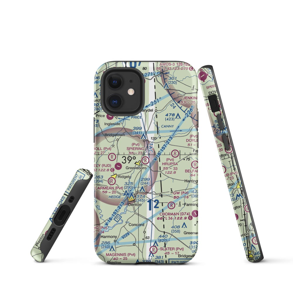 Spiering Airport (8MD4) VFR Sectional  Tough iPhone Case iPhone 12 mini model shown