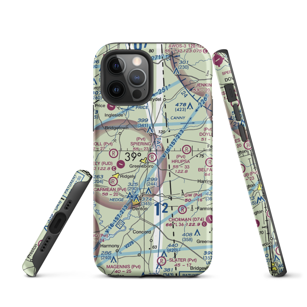 Spiering Airport (8MD4) VFR Sectional  Tough iPhone Case iPhone 12 Pro model shown