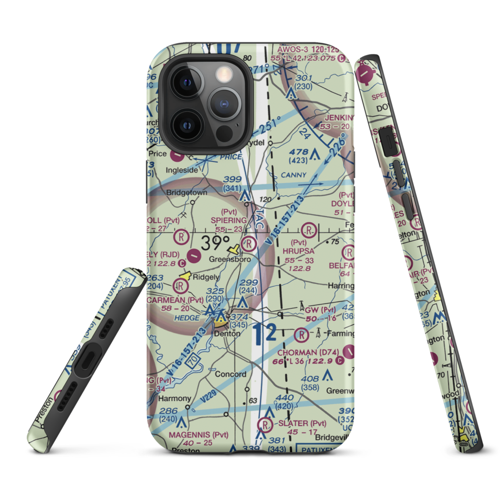 Spiering Airport (8MD4) VFR Sectional  Tough iPhone Case iPhone 12 Pro Max model shown