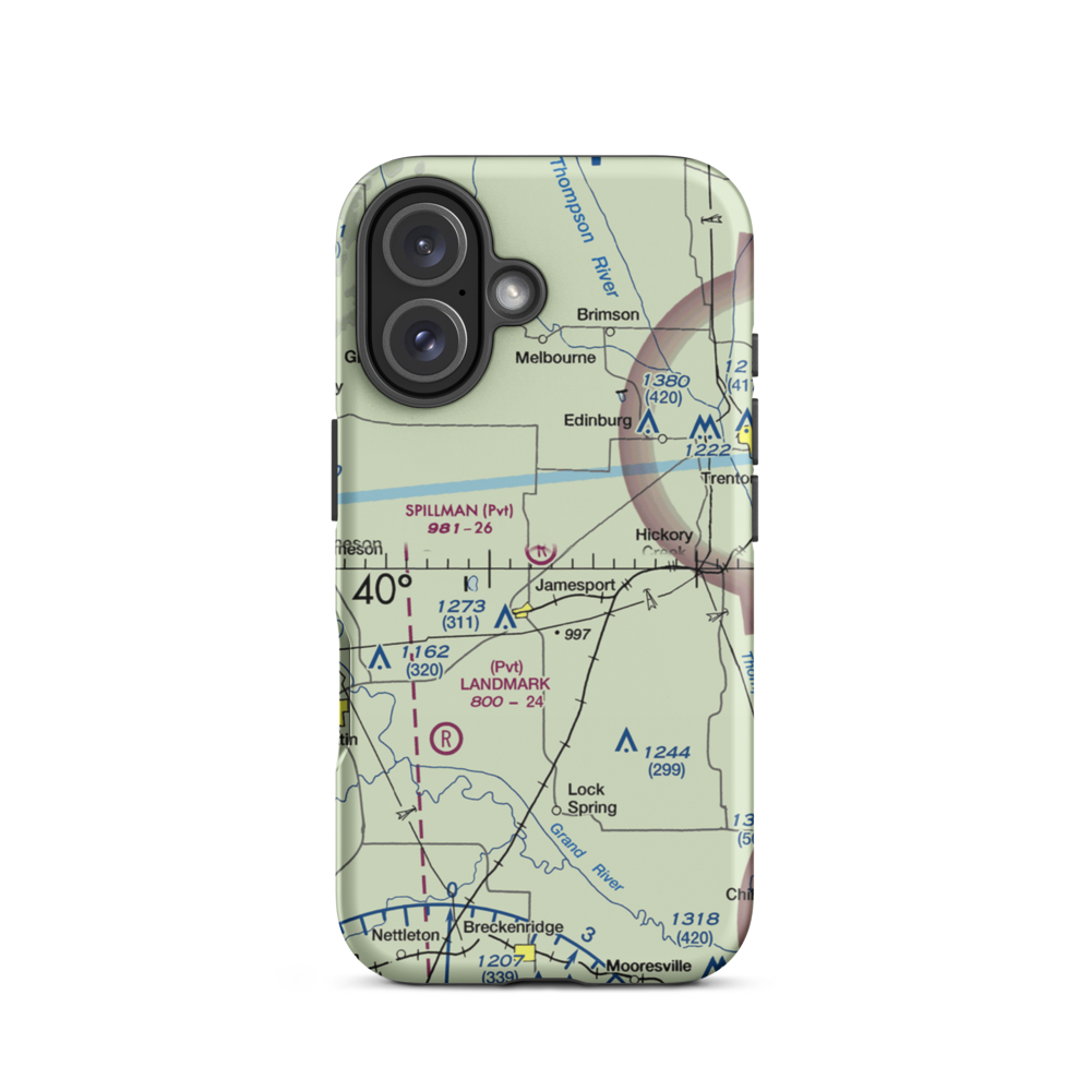 Spillman Field (MU16) VFR Sectional  Tough iPhone Case iPhone 16 model shown