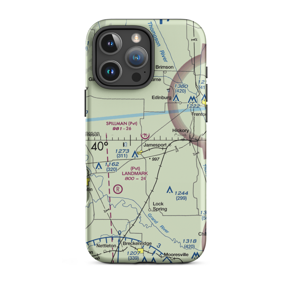 Spillman Field (MU16) VFR Sectional  Tough iPhone Case iPhone 16 Pro Max model shown