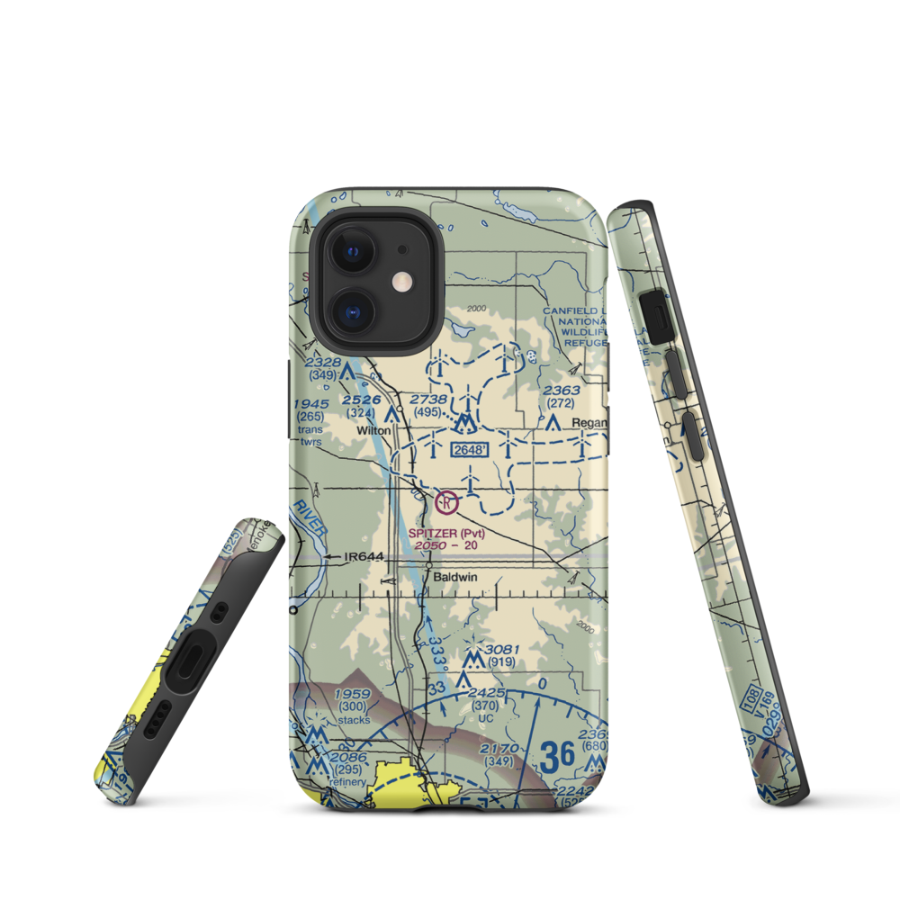 Spitzer Airport (ND80) VFR Sectional  Tough iPhone Case iPhone 12 mini model shown