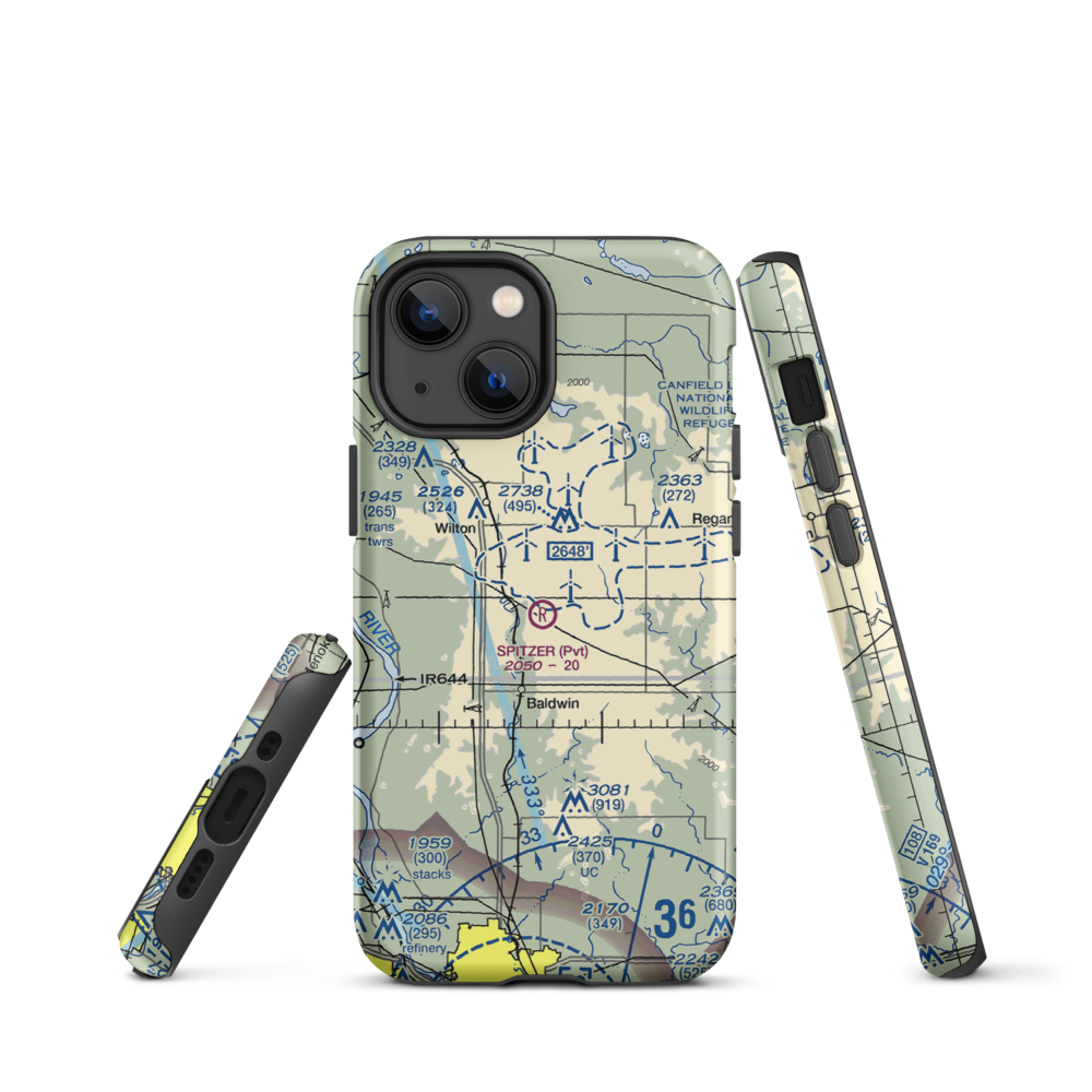 Spitzer Airport (ND80) VFR Sectional  Tough iPhone Case iPhone 13 mini model shown