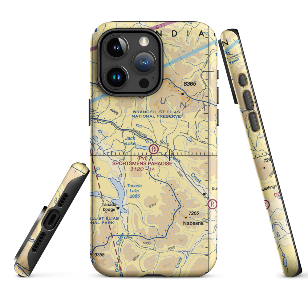 Sports Mans Paradise Airport (9AK0) VFR Sectional  Tough iPhone Case iPhone 15 Pro Max model shown