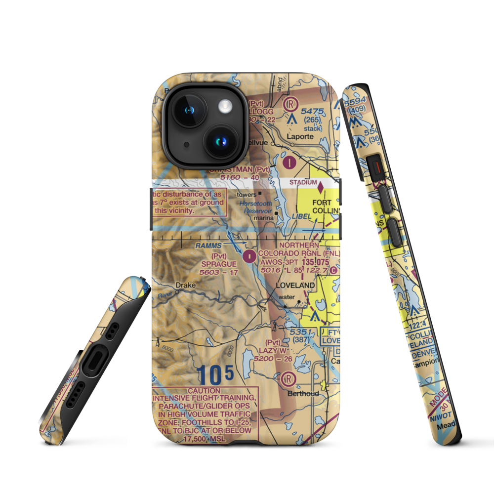 Sprague Airport (CD20) VFR Sectional  Tough iPhone Case iPhone 15 model shown