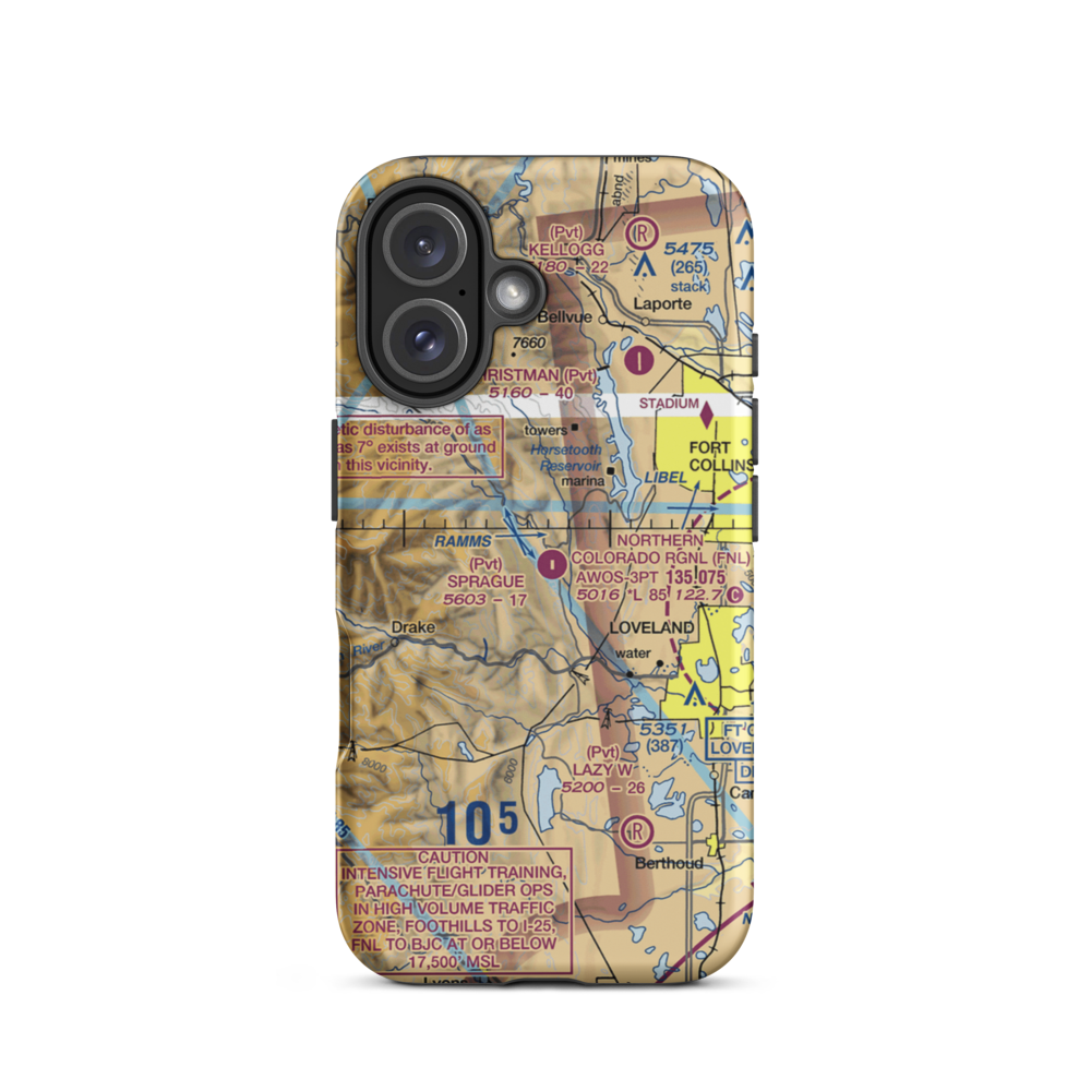Sprague Airport (CD20) VFR Sectional  Tough iPhone Case iPhone 16 model shown