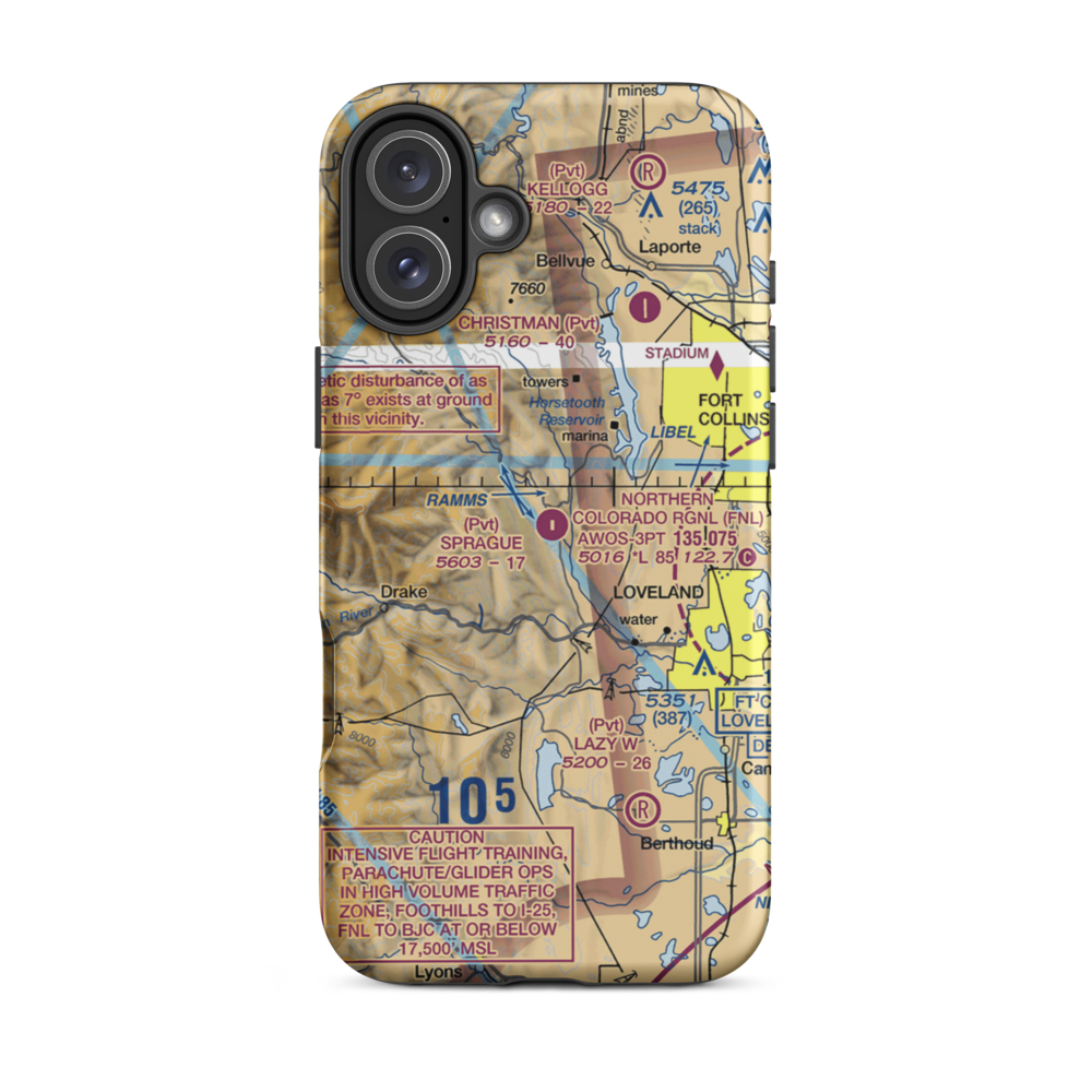 Sprague Airport (CD20) VFR Sectional  Tough iPhone Case iPhone 16 Plus model shown