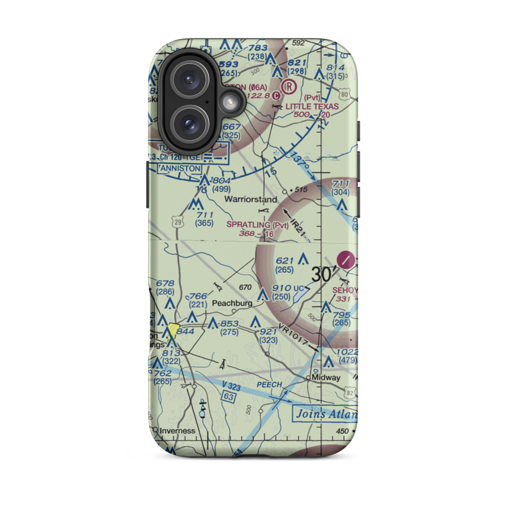 Spratling Field (AL25) VFR Sectional  Tough iPhone Case iPhone 16 Plus model shown