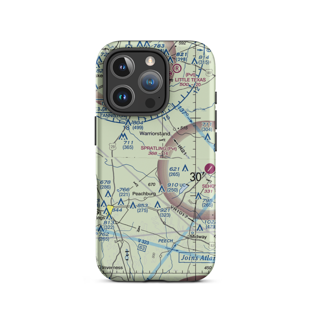 Spratling Field (AL25) VFR Sectional  Tough iPhone Case iPhone 16 Pro model shown