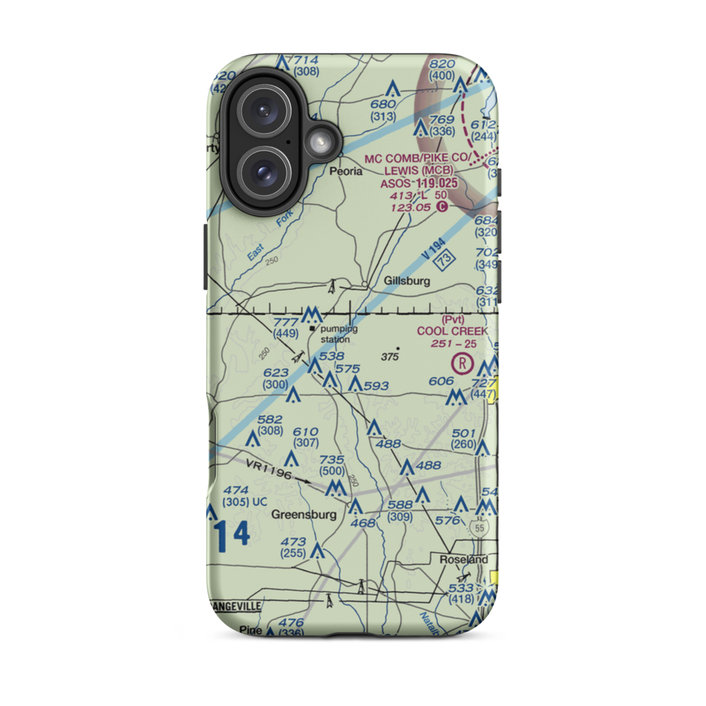 Spring Airport (86LA) VFR Sectional  Tough iPhone Case iPhone 16 Plus model shown