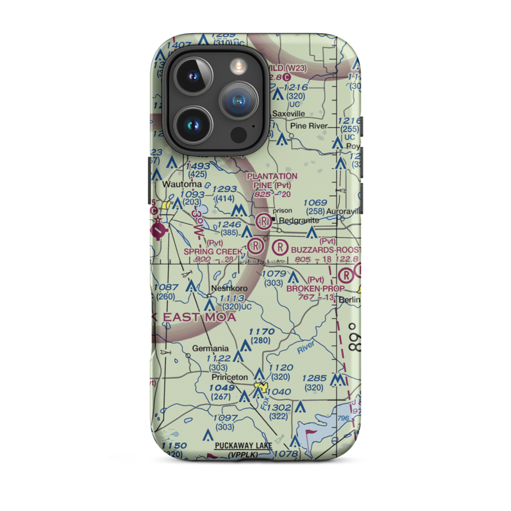 Spring Creek Airport (80WI) VFR Sectional  Tough iPhone Case iPhone 16 Pro Max model shown