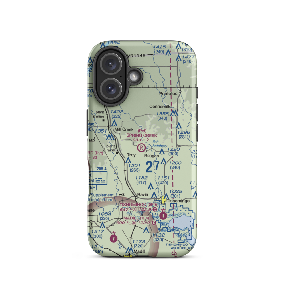 Spring Creek Ranch Airport (73OK) VFR Sectional  Tough iPhone Case iPhone 16 model shown