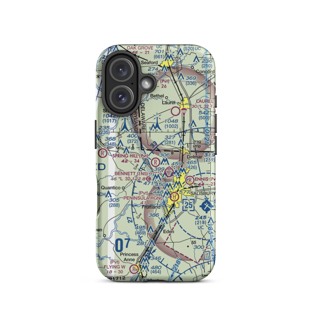 Spring Hill Airport (MD35) VFR Sectional  Tough iPhone Case iPhone 16 model shown