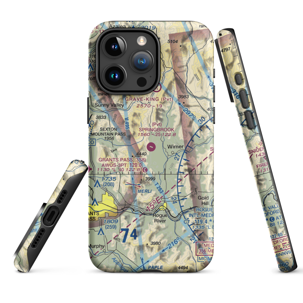 Springbrook Airport (4OR0) VFR Sectional  Tough iPhone Case iPhone 15 Pro Max model shown