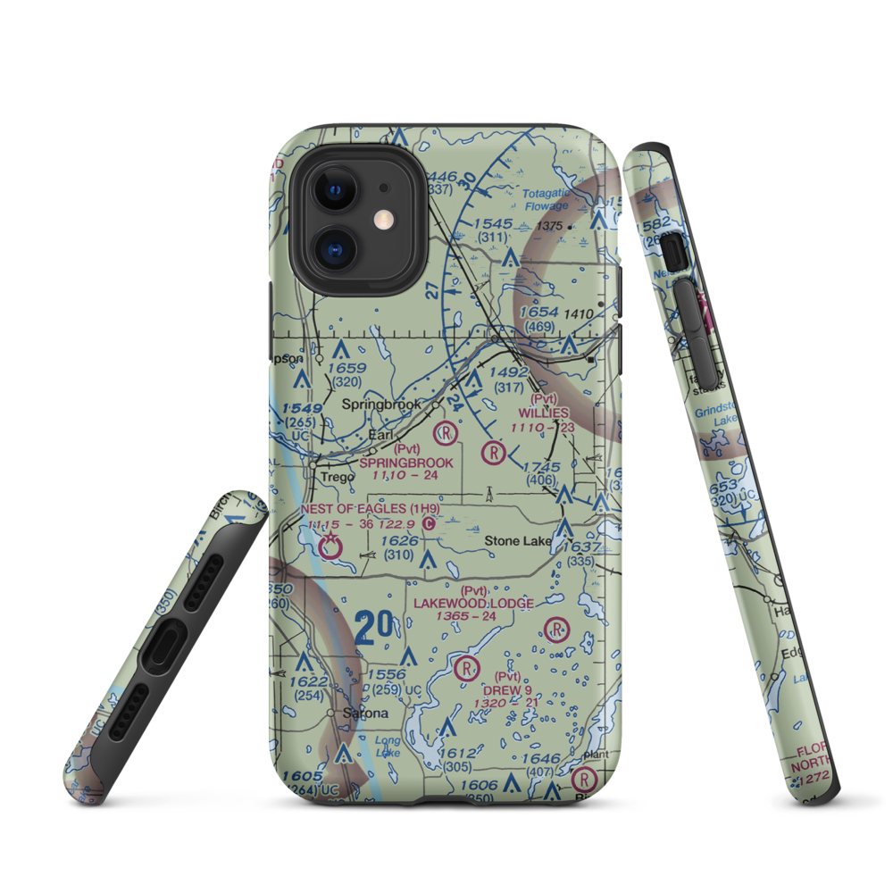 Springbrook Airport (5WI1) VFR Sectional  Tough iPhone Case iPhone 11 model shown