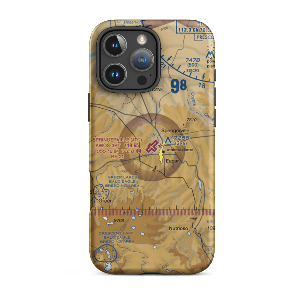 Springerville Municipal Airport (JTC) VFR Sectional  Tough iPhone Case iPhone 16 Pro Max model shown